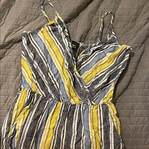 Striped Yellow and Blue Jumpsuit